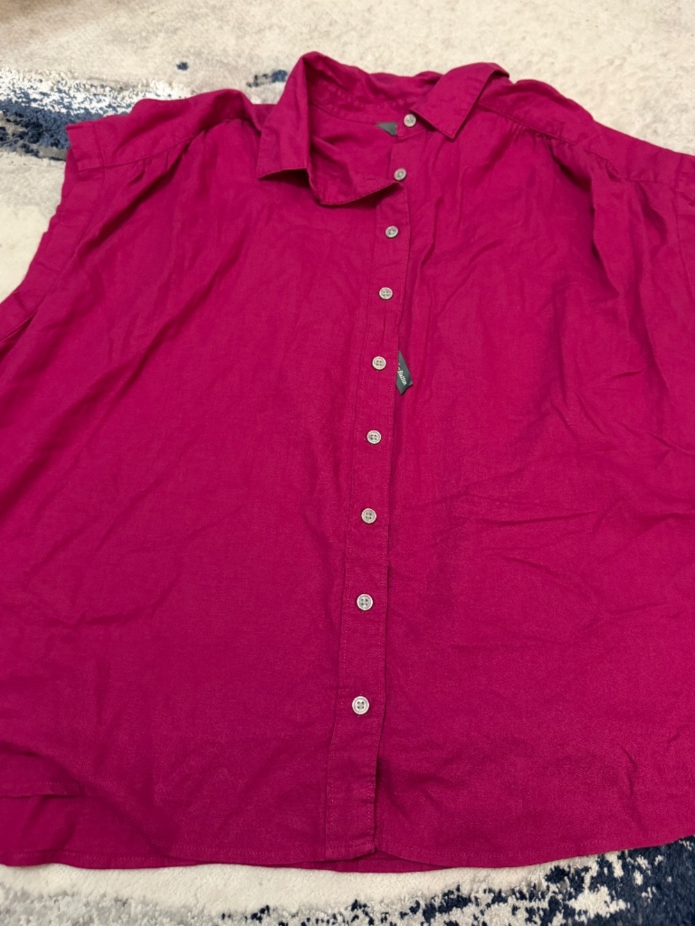 NWT Terra & Sky Plus 2X Linen Camp Shirt Dark Azalea Pink Button Down